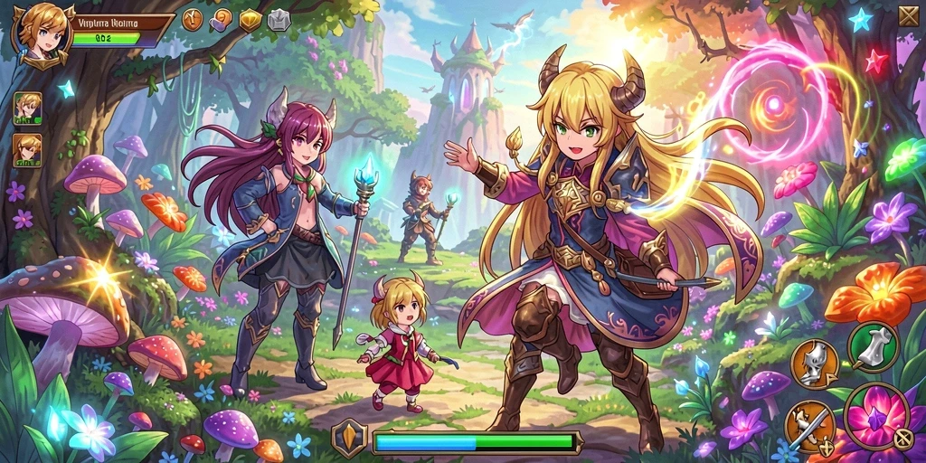 Tangkapan layar gameplay seru dengan karakter yang berwarna-warni.
